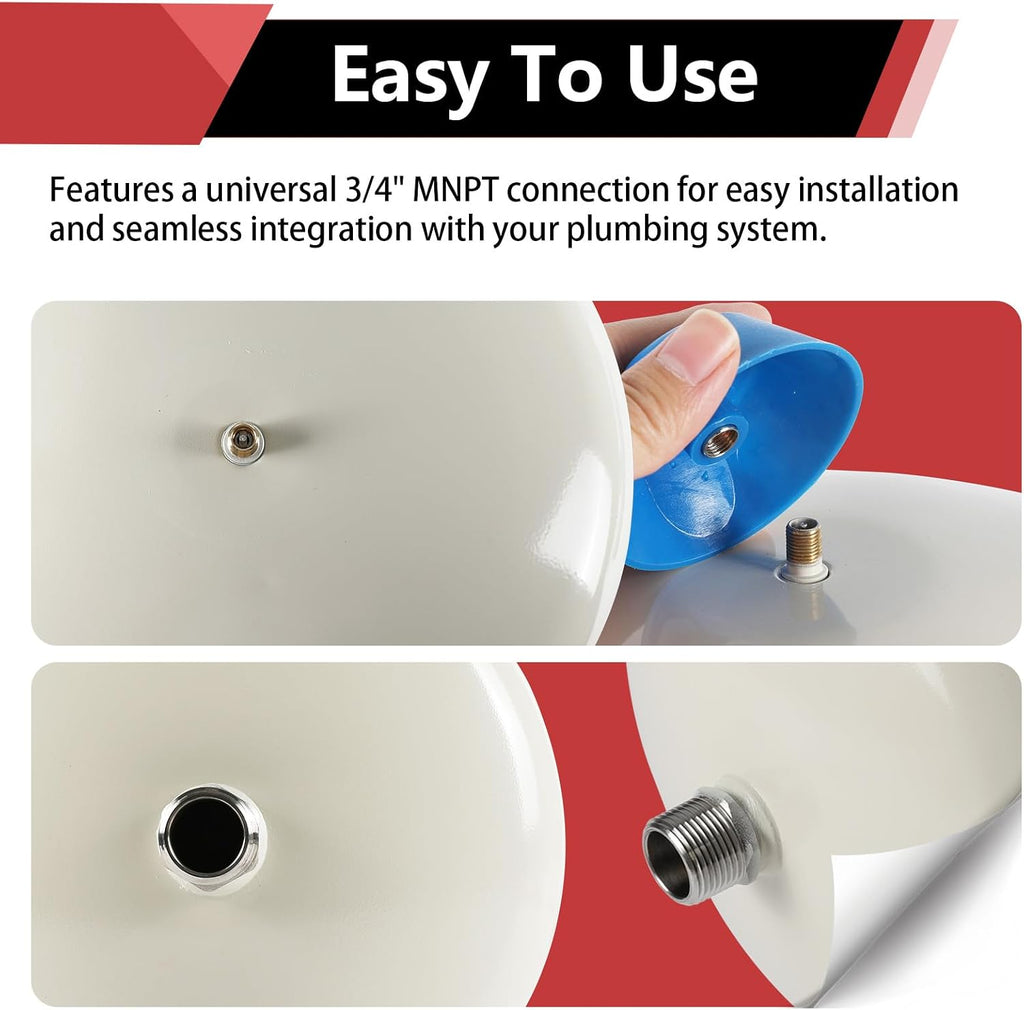1PC EFIELD Water Heater Expansion Tank, 2.1 Gallon, 3/4 in MNPT Connection | Thermal Pressure Protection, Safe for