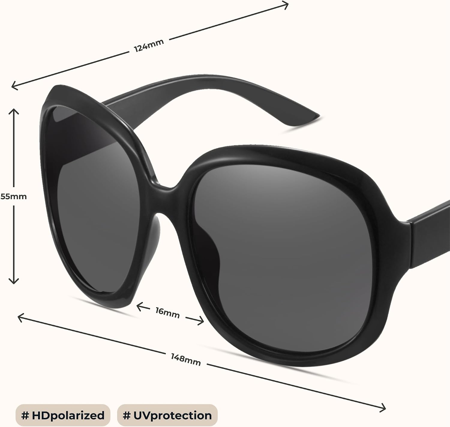 Bug Eye Oversized Polarized Sunglasses Womens, Trendy Retro Sun Glasses for Women 2025, Oversized UV Protection Shades