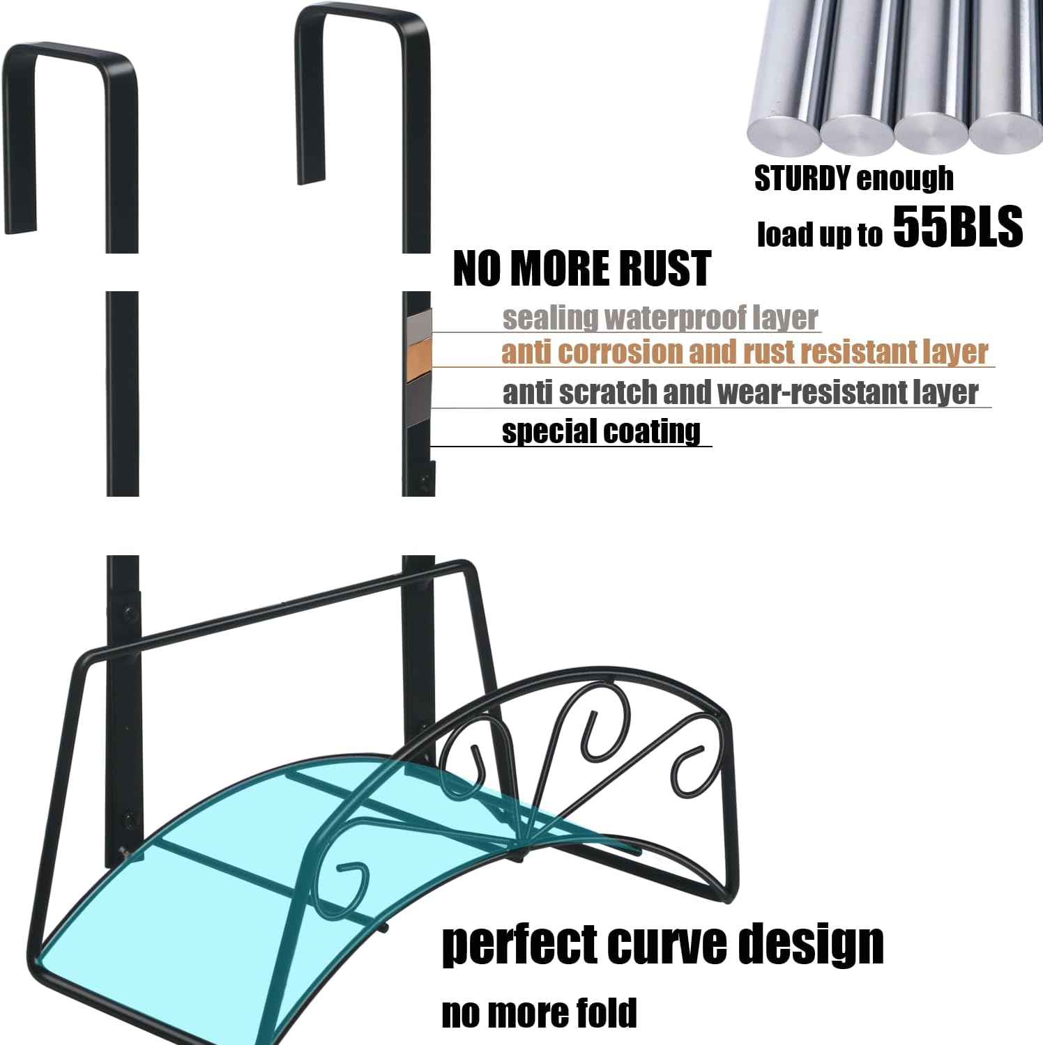 Garden Hose Holder for Outside Yard Hang Over the Door and Fence, Holds Up to 150Ft, Black