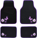 Embroidery Butterfly and Flower Car Floor Mats, Purple Car Floor Mats, Universal Fit 95%