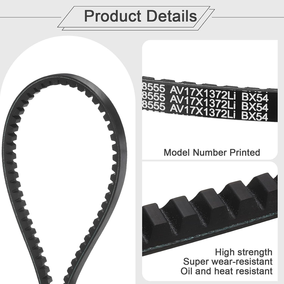 uxcell BX54 EPDM V-Belt, Raw Edge Cogged Industrial Rubber V Belt 0.67" Width x 54" Inside Circumference