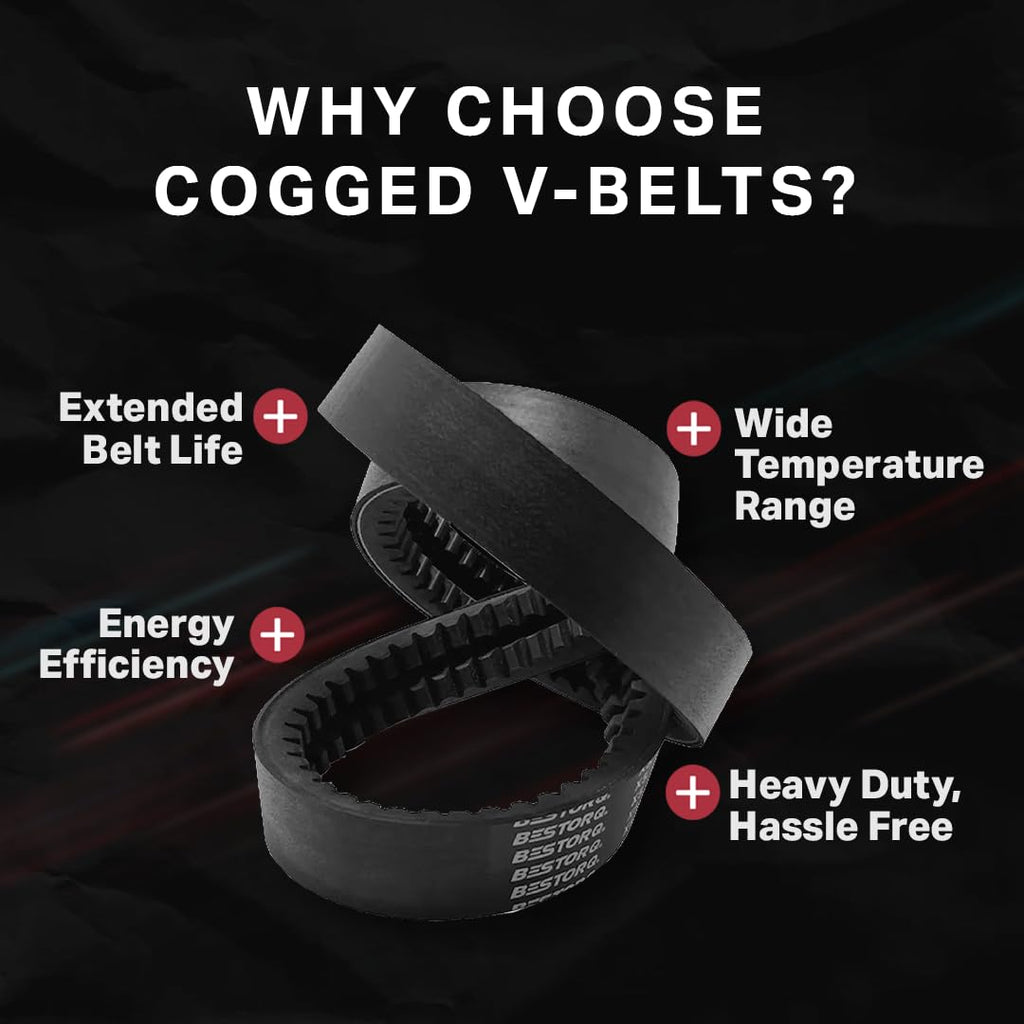 BESTORQ 3/3VX600 Rubber V-Belt, Banded/Cogged, Black, 60" Length x 1.218" Width x 0.41" Height