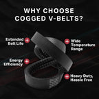 BESTORQ 3/3VX600 Rubber V-Belt, Banded/Cogged, Black, 60" Length x 1.218" Width x 0.41" Height