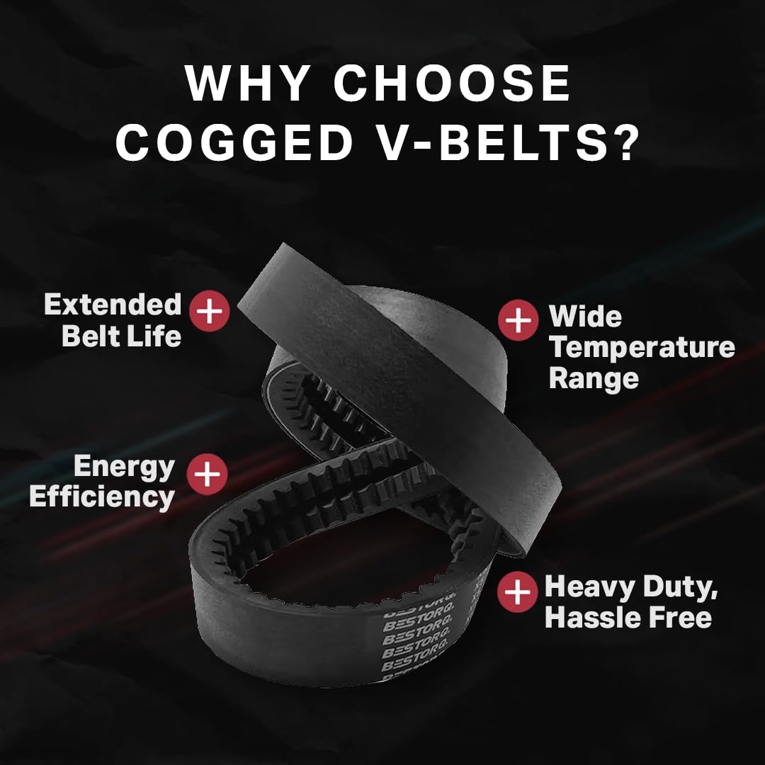 BESTORQ 3/3VX600 Rubber V-Belt, Banded/Cogged, Black, 60" Length x 1.218" Width x 0.41" Height