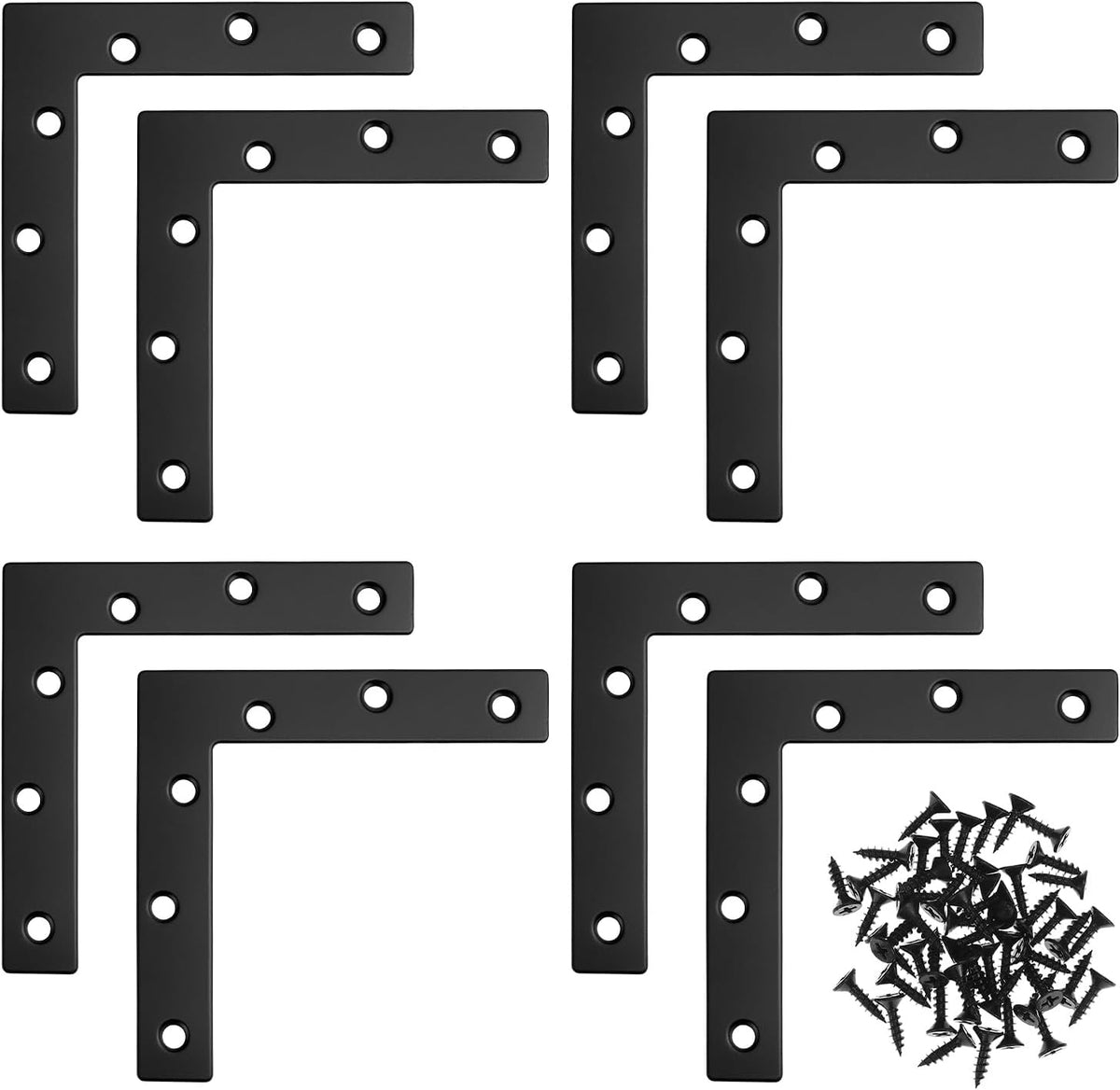 Flat L Brackets for Wood, 8 Pack Heavy Duty Brace Corner Brackets, 120mm x 120mm x 2mm