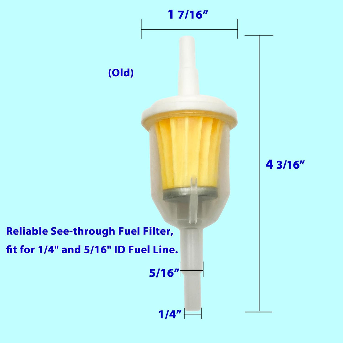 2-Pack 5/16" Fuel Filter for John Deere L110, Fits 1/4", Replaces AM116304