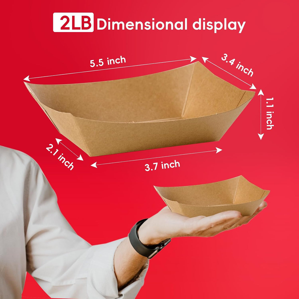 2lb Paper Food Trays 100 Pack Disposable Paper Boat Serving Boat