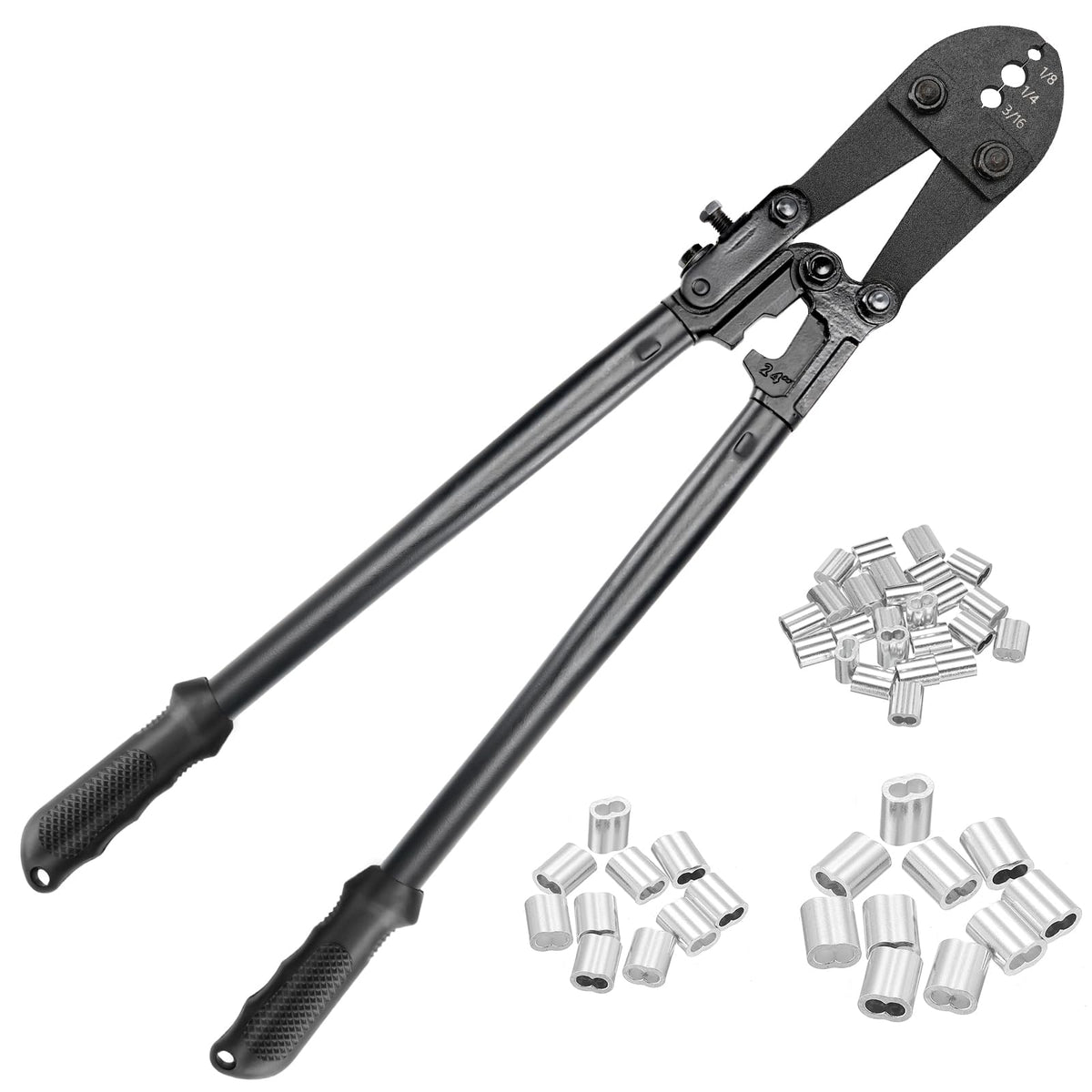 TooTaci 24 In Hand Swaging Tool, Wire Rope Crimping Tool for 1/8-1/4" Cable