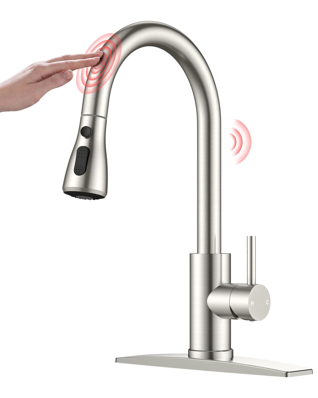 Touch Activated Kitchen Faucets Pull Down Sprayer, Brushed Nickel
