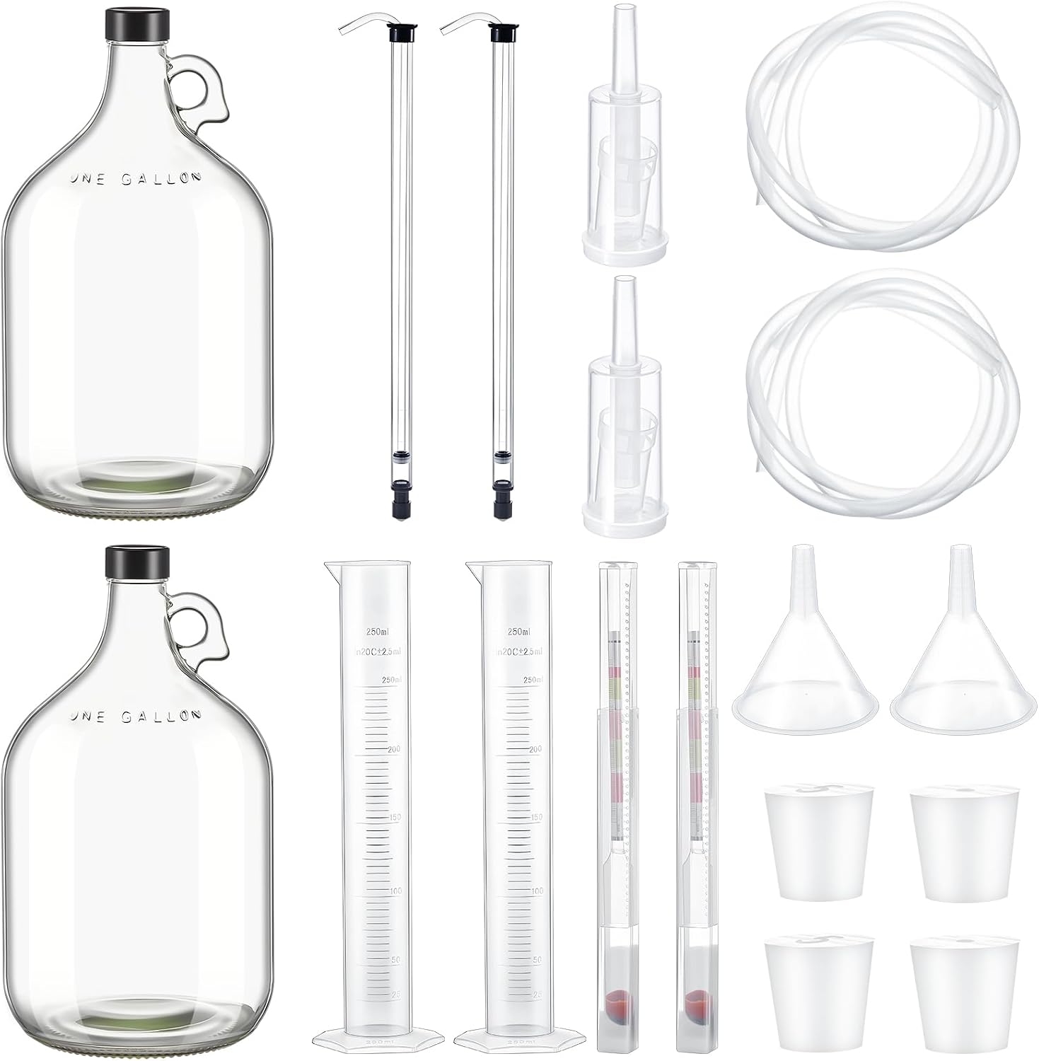 2 Set Mead Making Kit Complete for Home Brewing Starter Sets Includes 1 Gallon Glass Carboy, Auto Siphon, Hydrometer
