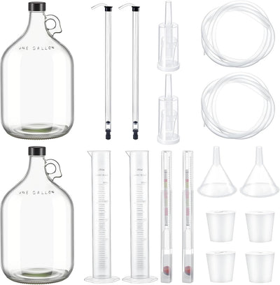 2 Set Mead Making Kit Complete for Home Brewing Starter Sets Includes 1 Gallon Glass Carboy, Auto Siphon, Hydrometer