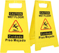 Caution Wet Floor Sign Bilingual Safety Warning Sign Double-Sided Foldable a Frame with Handle High Visibility Wet