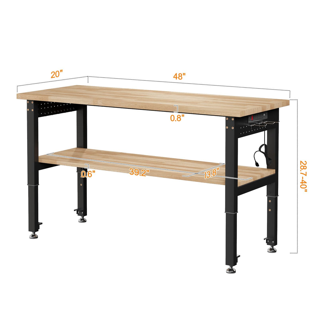 48 x 20-Inch 2-Tier Adjustable Workbench