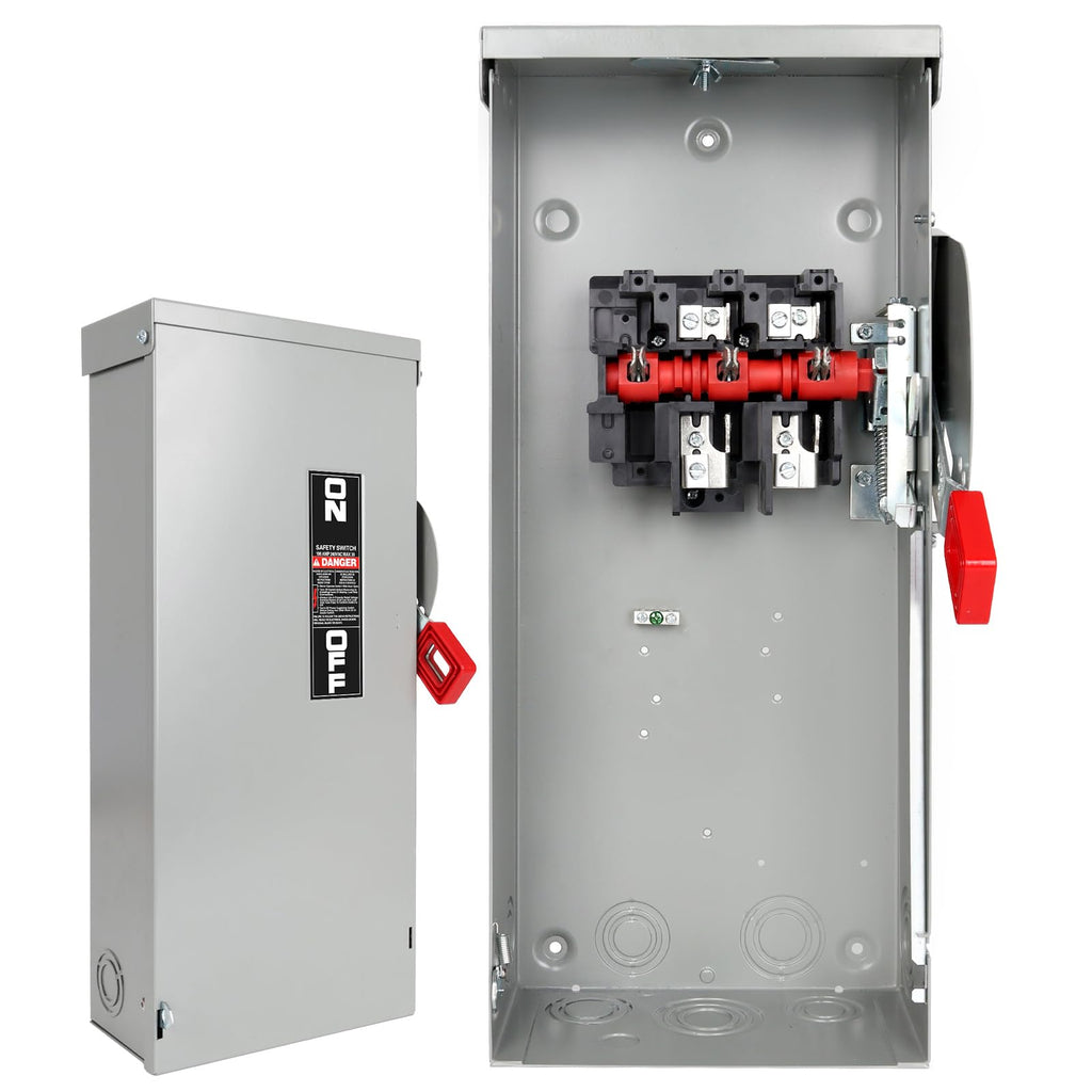 2P 100 Amp Disconnect, Non-Fusible, 120/240V, Upgraded Cover Interlock