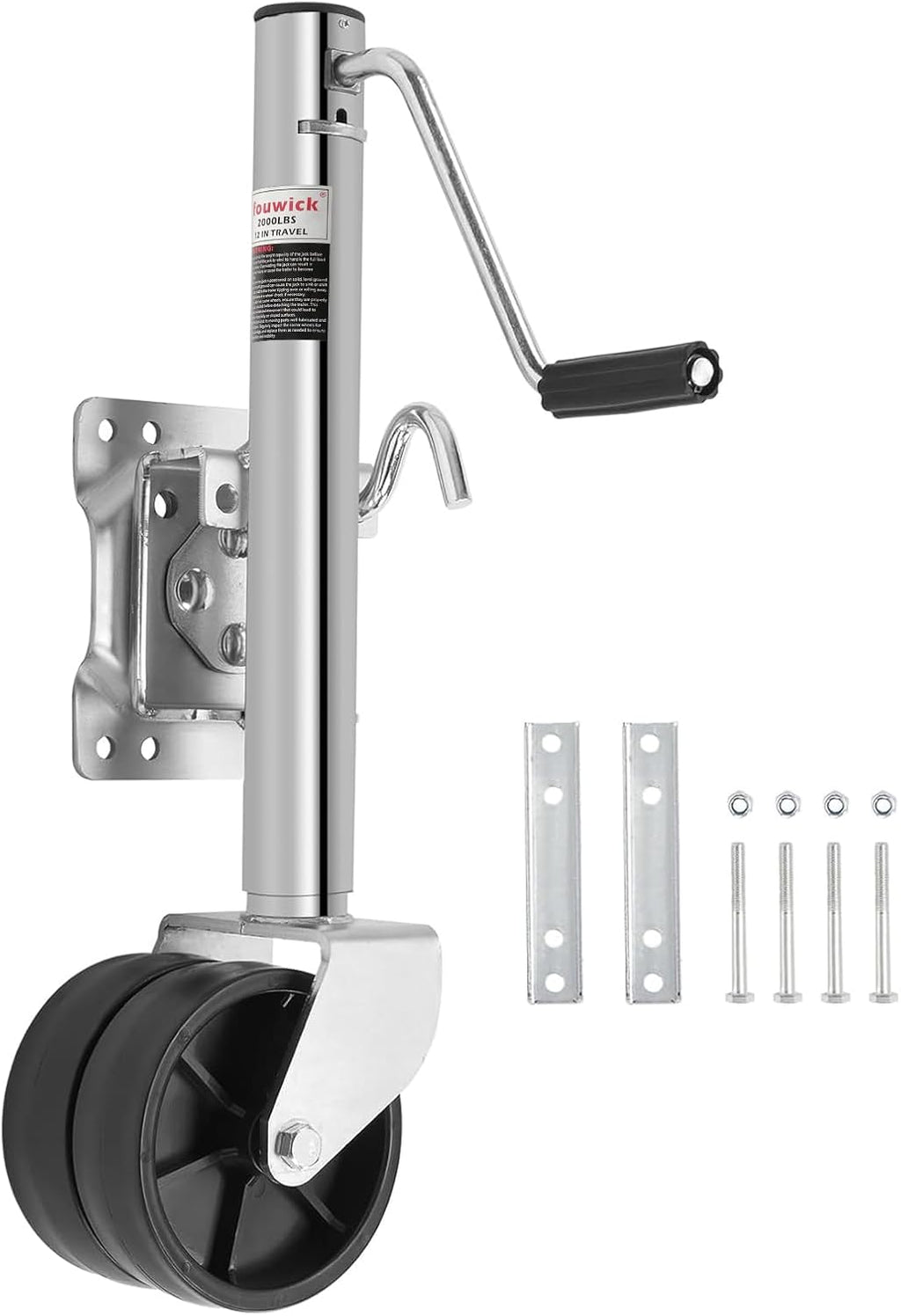 2000 lbs Heavy Duty Trailer Jack, Dual 6 Inch Wheels Boat Trailer Tongue Jack, 12 Inch Travel Swivel Jack for RV