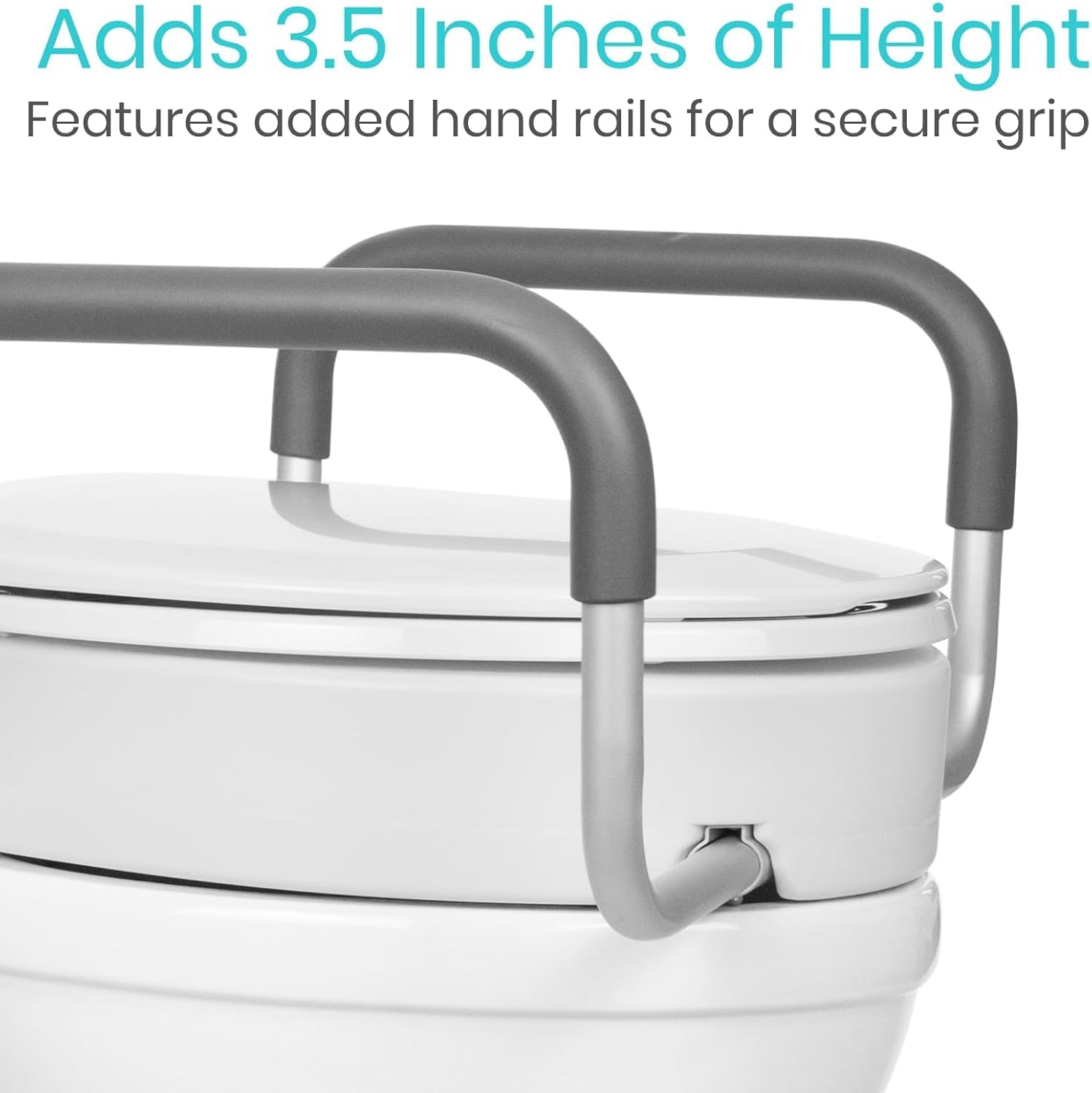 Raised Toilet Seat Riser for Seniors (with Handles) - Handicap Rail Grab Bar Seat for Over Toilet - Elevated Safety