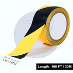 Black & Yellow Safety Tape,3Inch x 108FT Hazard Warning Stripe Tape