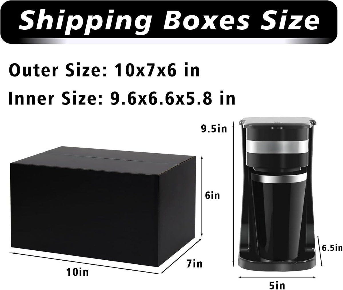 10x7x6 Black Shipping Boxes, 30 Pack Large Mailer & Packaging Boxes for Small Business, Heavy Duty Corrugated