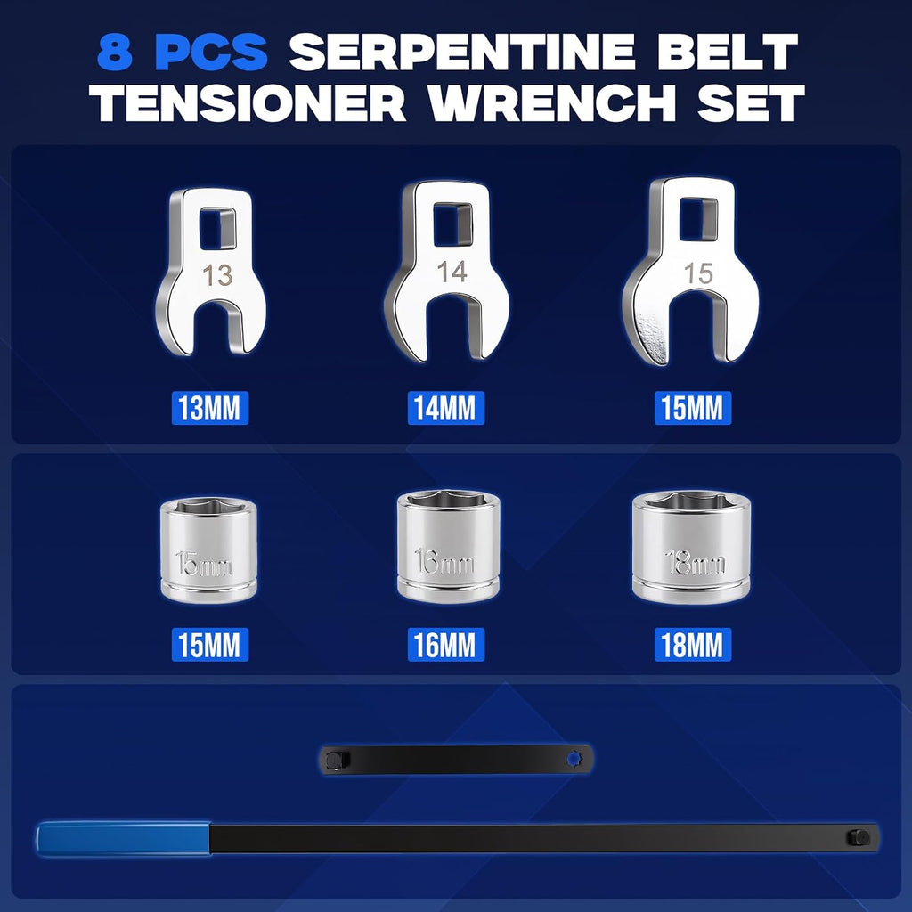 Serpentine Belt Tool Kit, 8 PCS Tensioner Pulley Tool