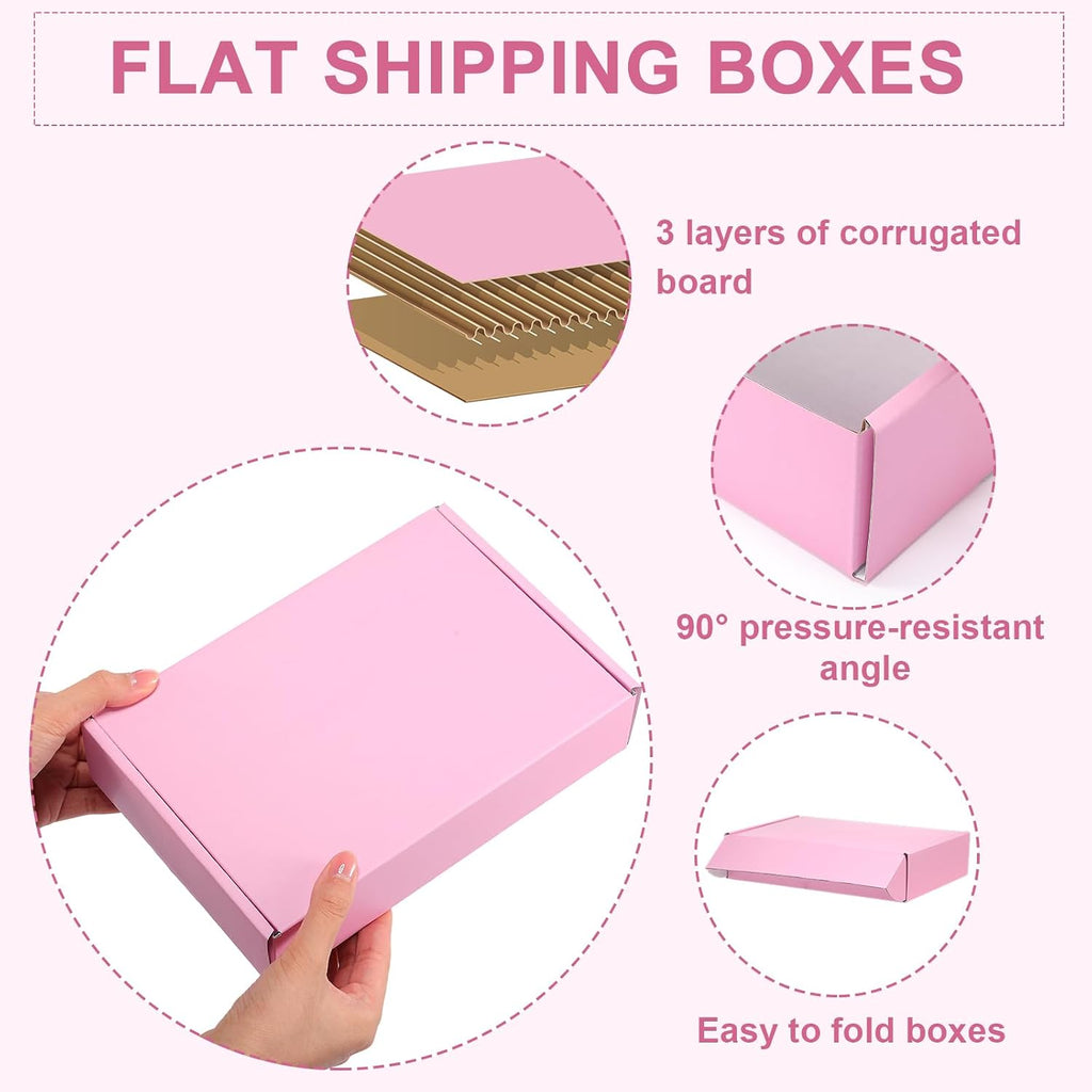 100 Pcs 12 x 9 x 3 Inches Shipping Boxes, Pink