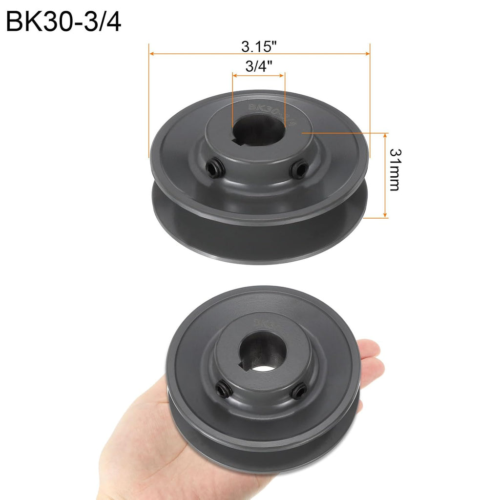 uxcell BK30-3/4 V-Belt Sheave 3/4" Bore, 3.15" OD, Single Groove Web Sheave