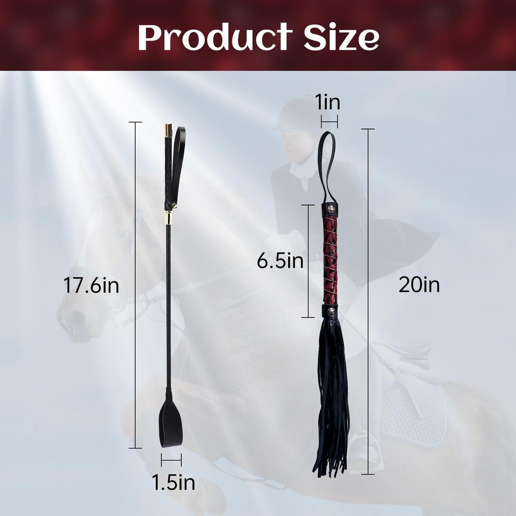 Horse Riding Crop Set, Faux Leather Equestrian Crop for Adults