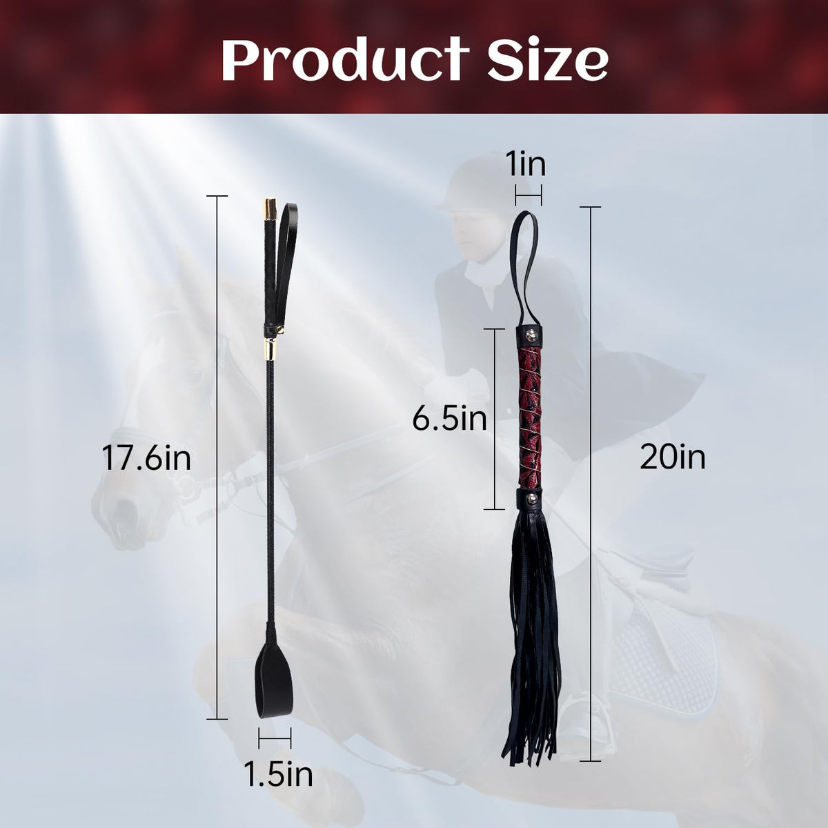 Horse Riding Crop Set, Faux Leather Equestrian Crop for Adults
