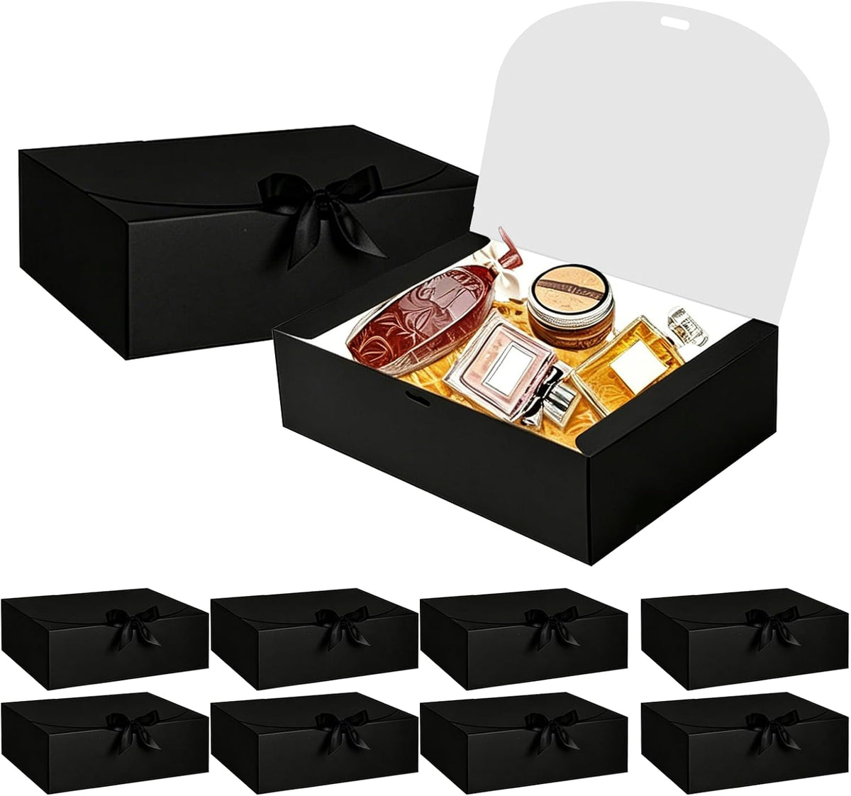 Black Gift Boxes, 10x10x5 Inch Proposal Box, 10 Pack Bridesmaid Boxes