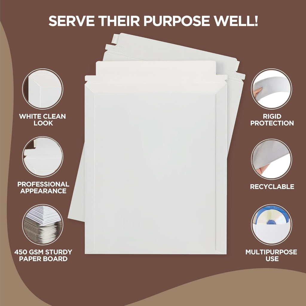 Stay Flat Rigid Mailers – 12.75" x 15", 25 Mailing Envelopes | Self Seal, Suitable for 9x12, 12x15, 11x14, 10x13 and