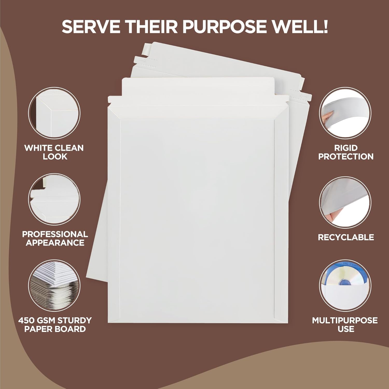 Stay Flat Rigid Mailers – 12.75" x 15", 25 Mailing Envelopes | Self Seal, Suitable for 9x12, 12x15, 11x14, 10x13 and