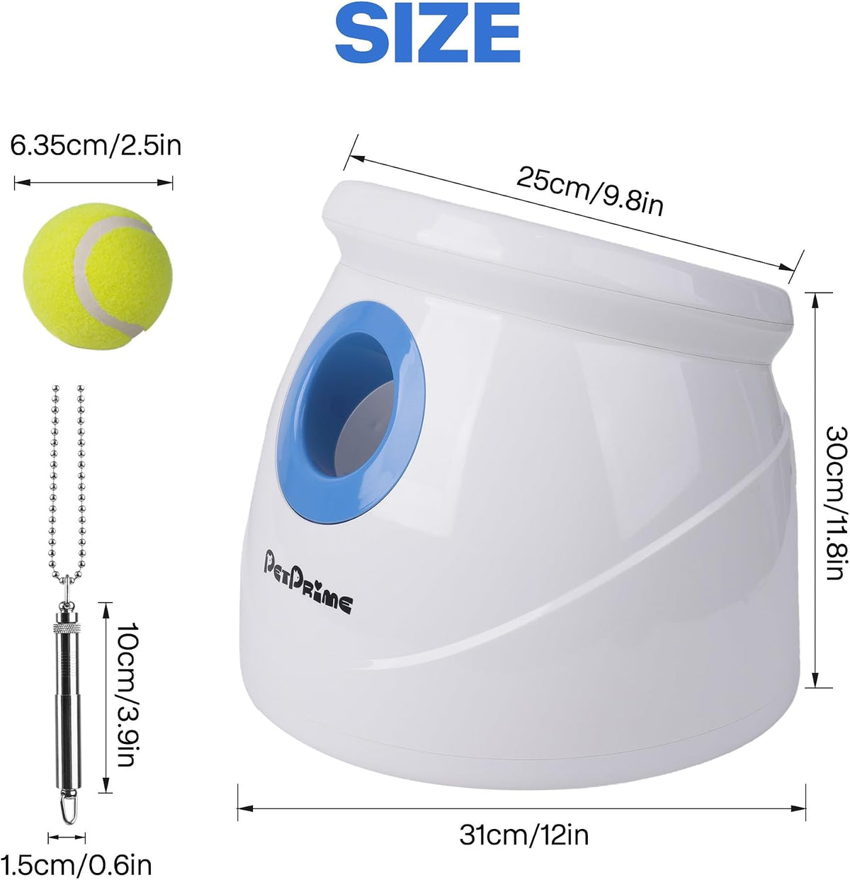 Automatic Ball Launcher for Large Dogs，Adjustable 10-40ft Distance,Rechargeable Dog Ball Thrower with 6 Tennis