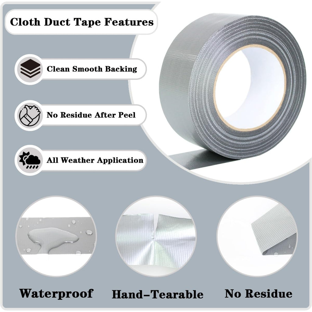 Heavy Duty Silver Duct Tape, 2" x 54 Yards,Multi-Purpose Repair Tape