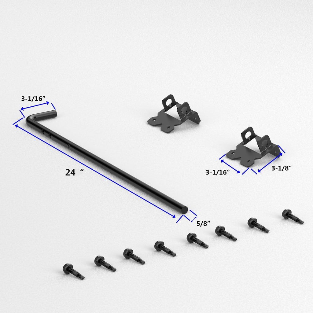 Self Closing Fence Hinges, 24" Drop Rod Cane Bolt for Gates - Easy to Install- Heavy Duty Gate Stopper Hardware for