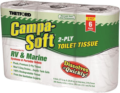 Thetford Soft 2-Ply Quick Dissolve Toilet Tissue for RV/Marine Use
