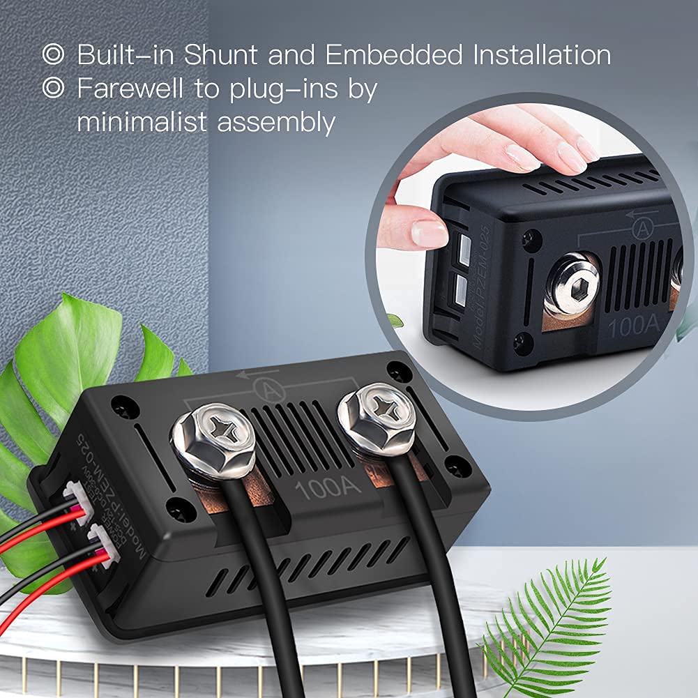 DC 0-300V 100A Digital Battery Monitor, Built-in Shunt, LCD, Solar | Multifunction Power Meter, Multimeter, Ammeter