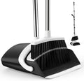 Broom and Dustpan Set for Home, 51-in Long Adjustable Handle Angle Broom and Dustpan Combo Set with Dust Pan Teeth to