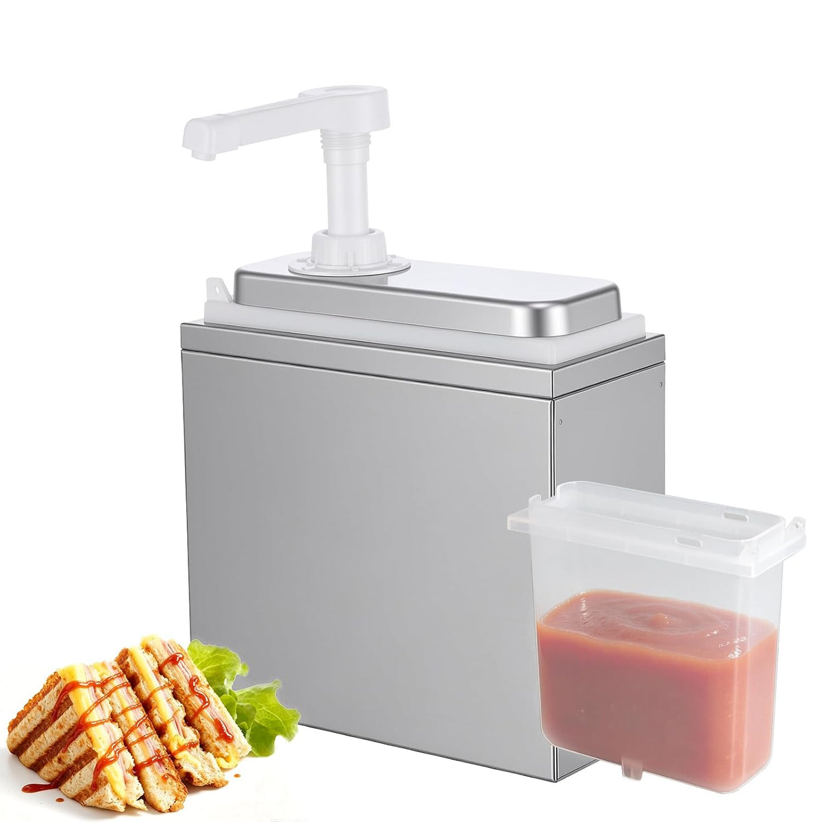 1L Sauce Dispenser Pump, Leak-Proof Condiment Pump Station