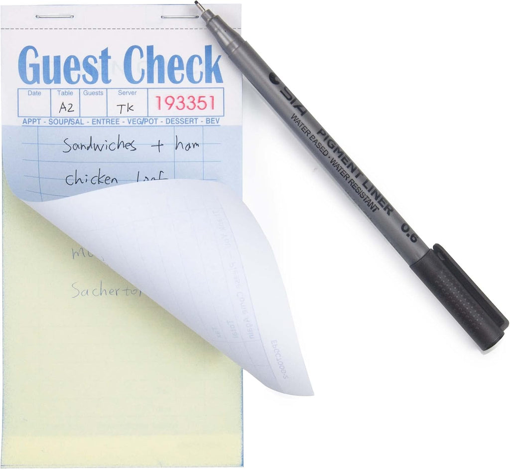 Guest Check Books 3.5" x 6.7", 1000 Duplicates Server Note Pads