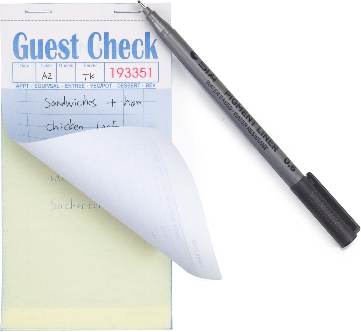 Guest Check Books 3.5" x 6.7", 1000 Duplicates Server Note Pads