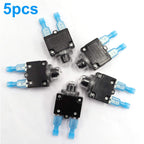mxuteuk 5Pcs 12Amp Circuit Breakers Push Button Manual Reset 125/250V AC 32V DC,Overload Protector Switch Thermal Circuit Breakers with Quick Connect Terminals and Waterproof Button Caps ST1-5-12A