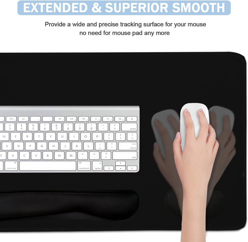 Large Mouse Pad and Keyboard Wrist Rest, Desk Pad for Keyboard and Mouse, 4-in-1 Large Gaming Mouse Pad with Wrist