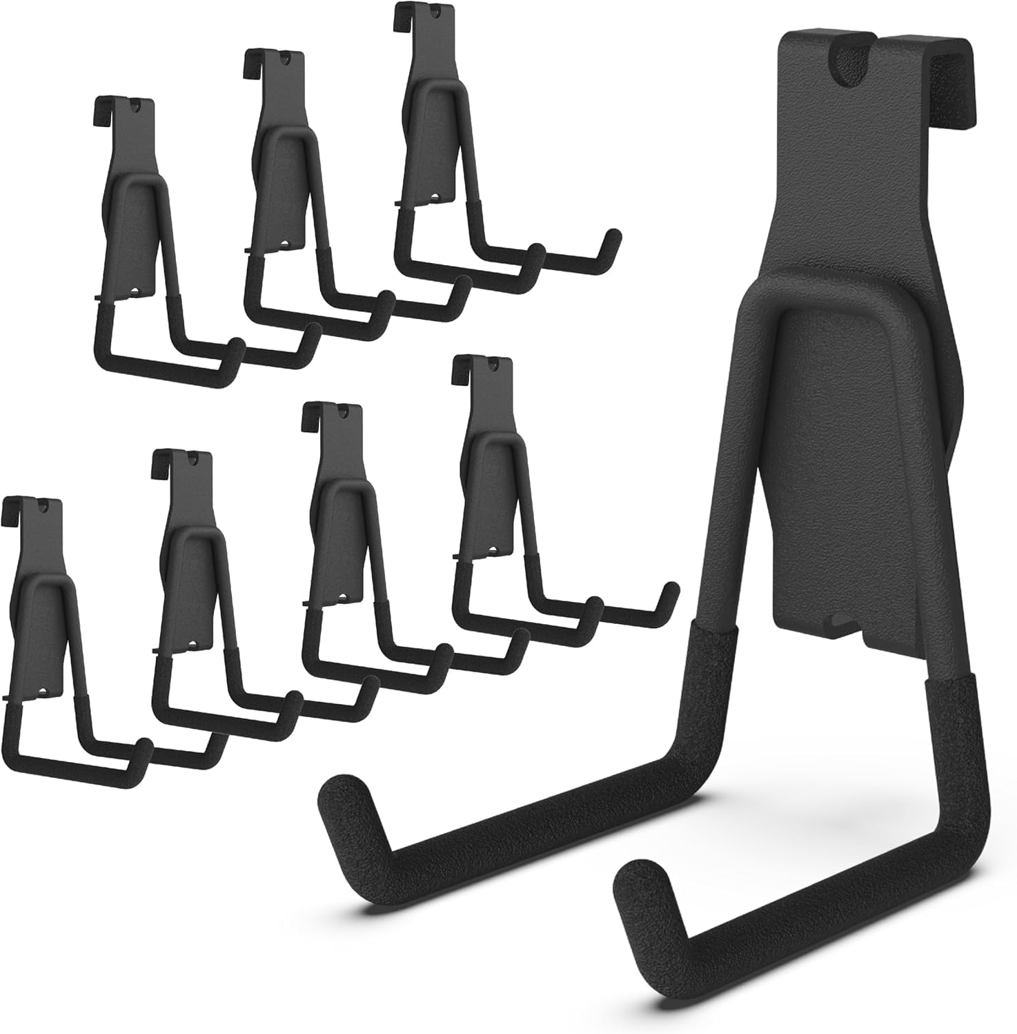 8 Pack Black Gridwall Picture Hooks for 3 Inch Grid Panels | Vinyl Coated Metal Hangers for Retail Display, Art