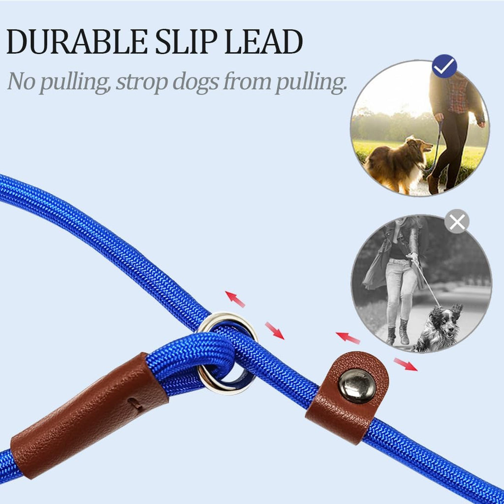 Slip Lead Control Leash for Dogs Training, 7ft x 1/4", Dark Blue