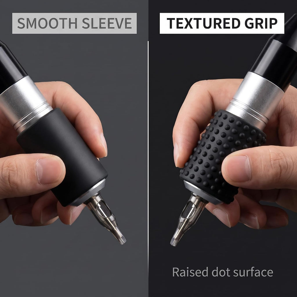 Black Food-Grade Silicone Tattoo Grip Cover - Dia 25x30mm Professional Tattoo Pen Sleeve | Non-Slip Grip Accessories
