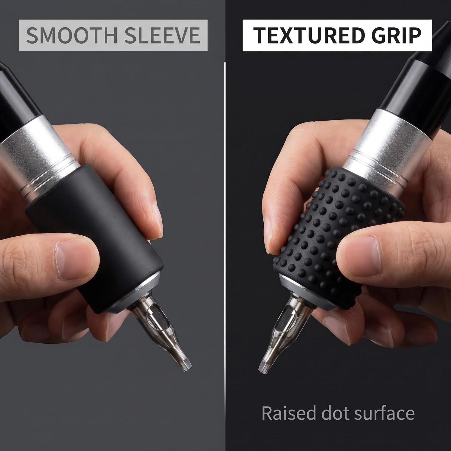 Black Food-Grade Silicone Tattoo Grip Cover - Dia 25x30mm Professional Tattoo Pen Sleeve | Non-Slip Grip Accessories