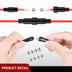 Nilight 150PCS 5x20mm Fast Blow Glass Fuses w/10PCS 16AWG Fuse Holders