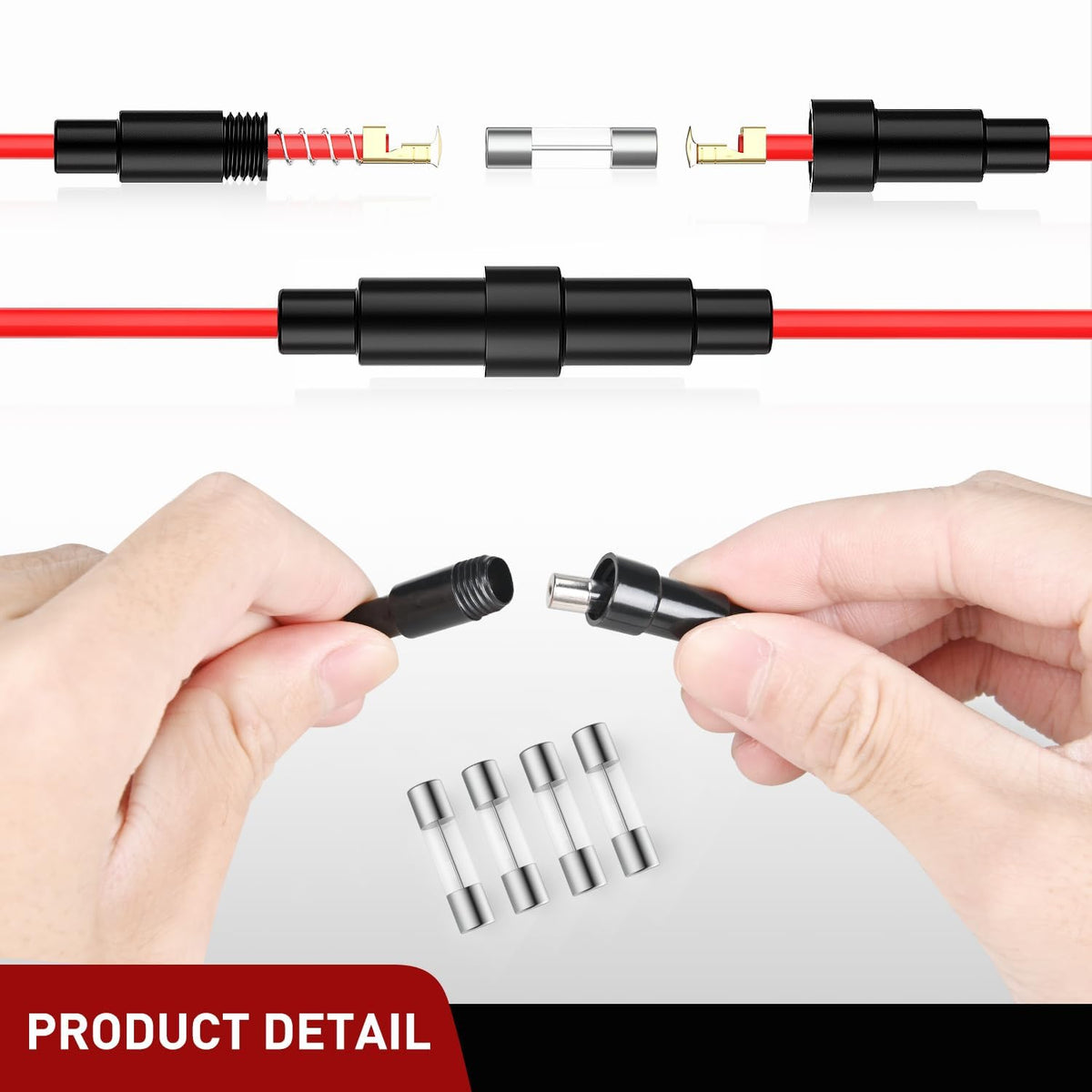 Nilight 150PCS 5x20mm Fast Blow Glass Fuses w/10PCS 16AWG Fuse Holders
