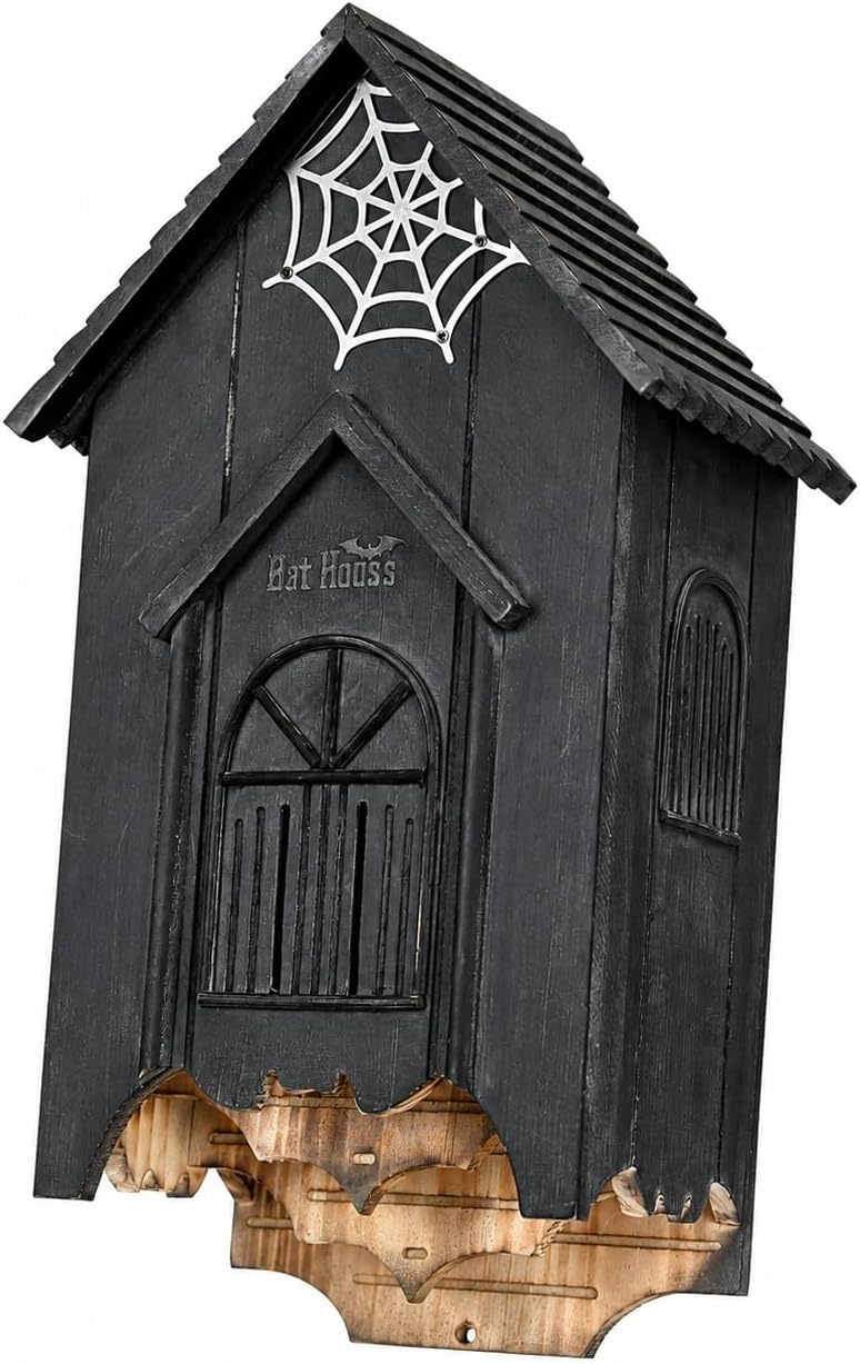 Wooden Castle Bat House with Gatehouse/Tower/Curtain Wall Design, Large Ventilated 2/3 Chamber Bat Box, Ideal for