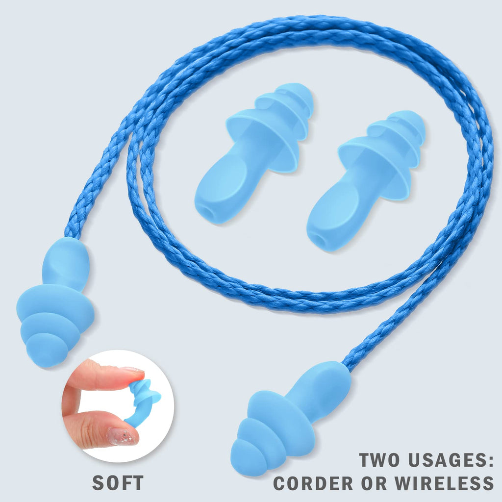 20 Pairs Silicone Earplugs Noise Cancelling, Blue