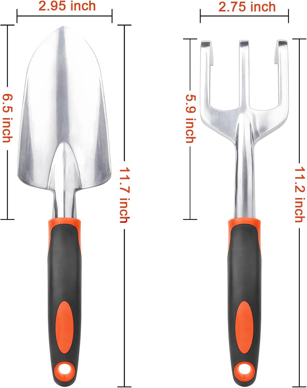 Garden Tool Set, 2 Pack Heavy Duty Gardening Tools Set Include Garden Shovel and Hand Rake Claw Tool with Ergonomic